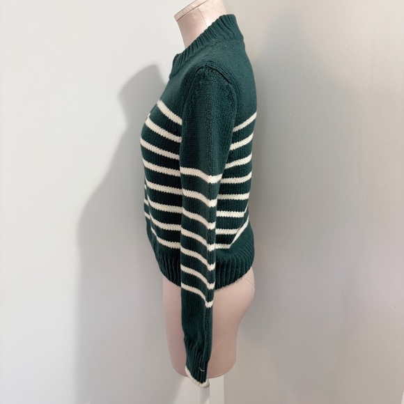 Faherty Cuddle Stripe Crew Sweater in Evergreen Stripes Size XS Oversized Preppy - Picture 6 of 15